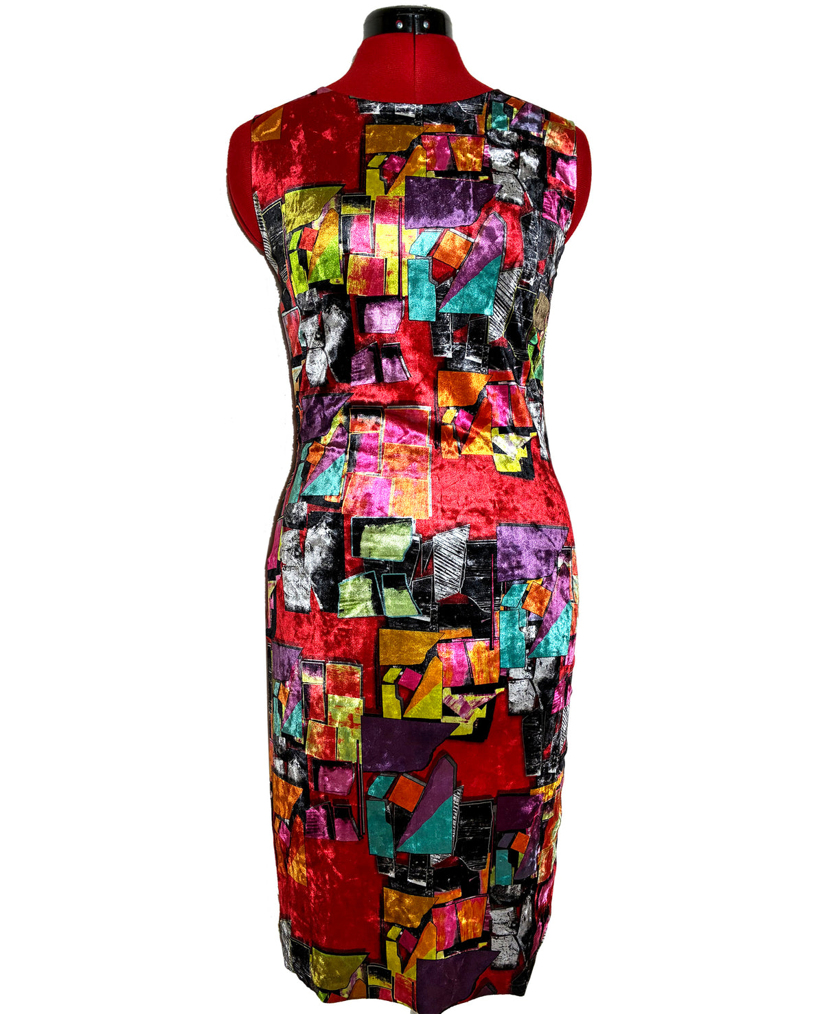 Luxury Women's Abstract Velvet Statement Dress – Colorful Art Print