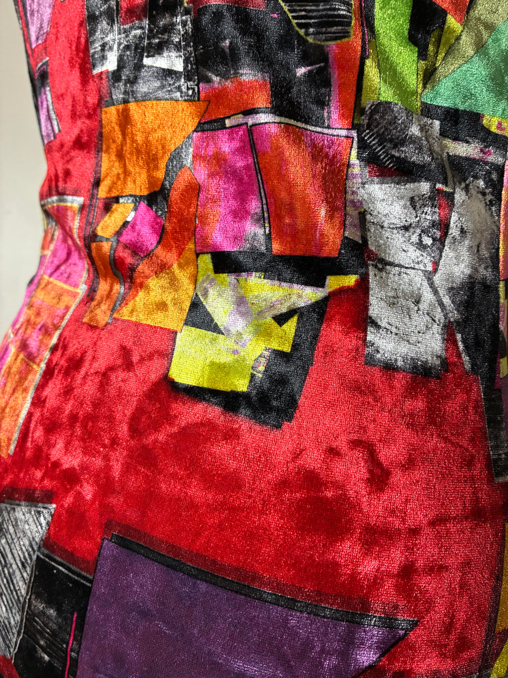 Luxury Women's Abstract Velvet Statement Dress – Colorful Art Print